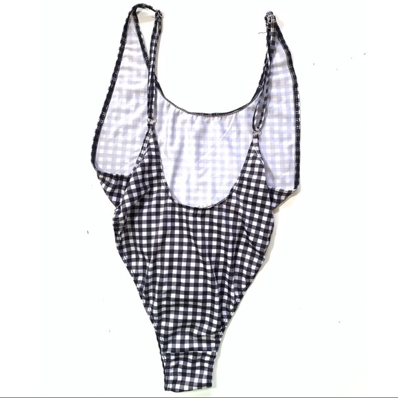 LIONESS BO DEREK ONE PIECE GINGHAM SWIMSUIT WOMEN’S SIZE SMALL 6 BLACK & WHITE - Picture 5 of 10